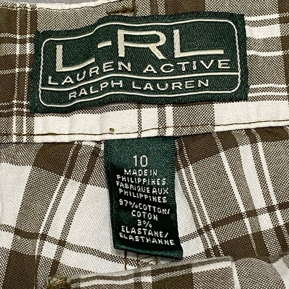 Lauren Active Ralph Lauren Womens Golf Set White Polo Brown Plaid Shorts XL 10 - Picture 7 of 12